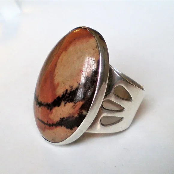 HUGE Jay King Drt Sterling Silver 925 Picture Jasper Cocktail Dinner Ring 14 g. - Picture 3 of 11